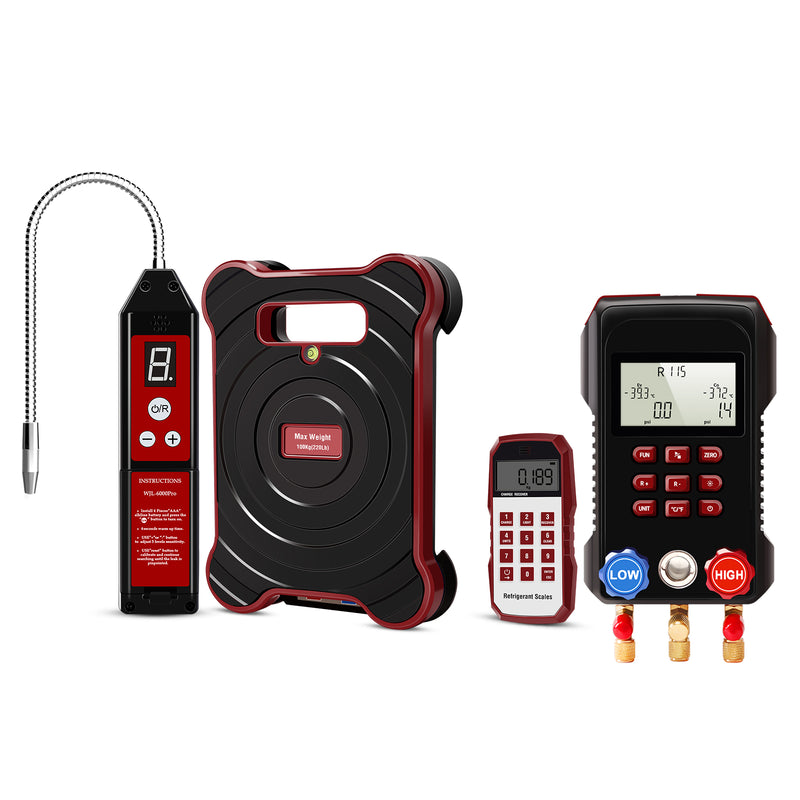 Aprvtio WJL-6000 PRO Freon Leak Detector, Refrigerant Charging Scale, Digital Manifold Gauge Set