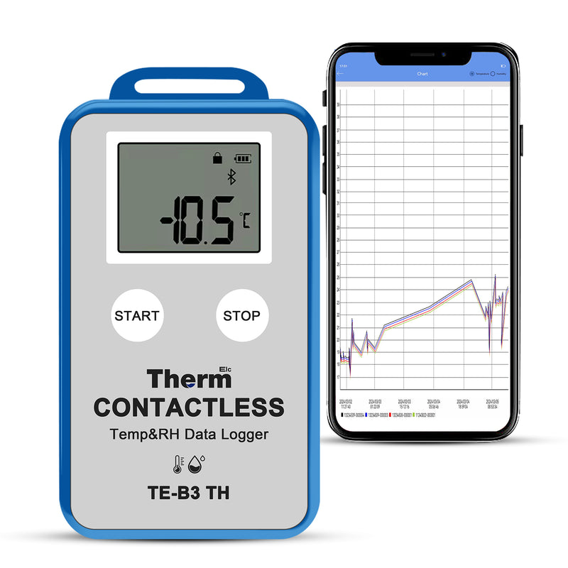 ThermElc TE-B3 TH Wireless Temperature Data Logger with LCD Display