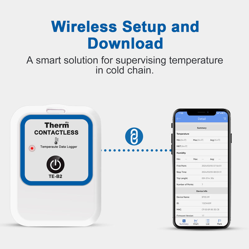 ThermElc TE-B2 10PCS Single Use Data Logger 129600 Points CSV Report