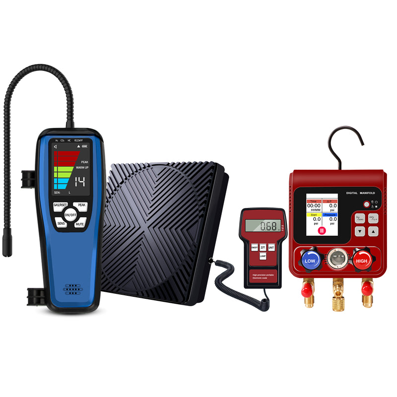 Aprvtio ALD-200 Refrigerant Leak Detector, Refrigerant Scale, Digital Manifold Gauge Set