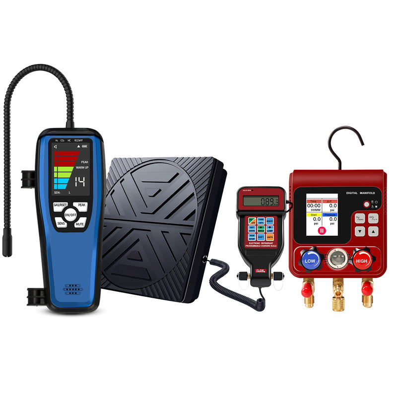 Aprvtio ALD-200 Refrigerant Leak Detector, Refrigerant Scale, Digital Manifold Gauge Set