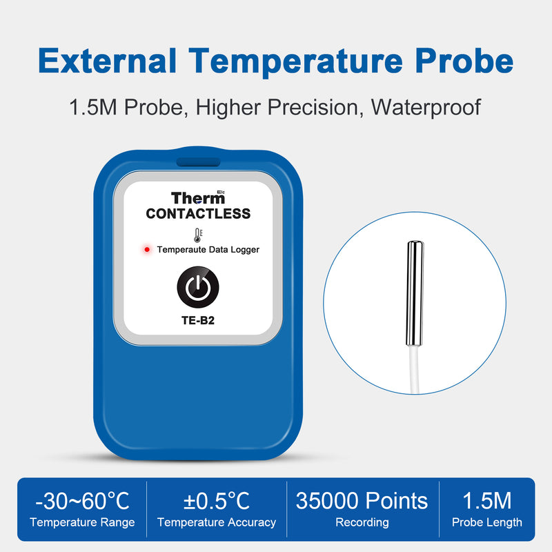 ThermElc TE-B2 Single Use Data Logger 129600 Points CSV Report