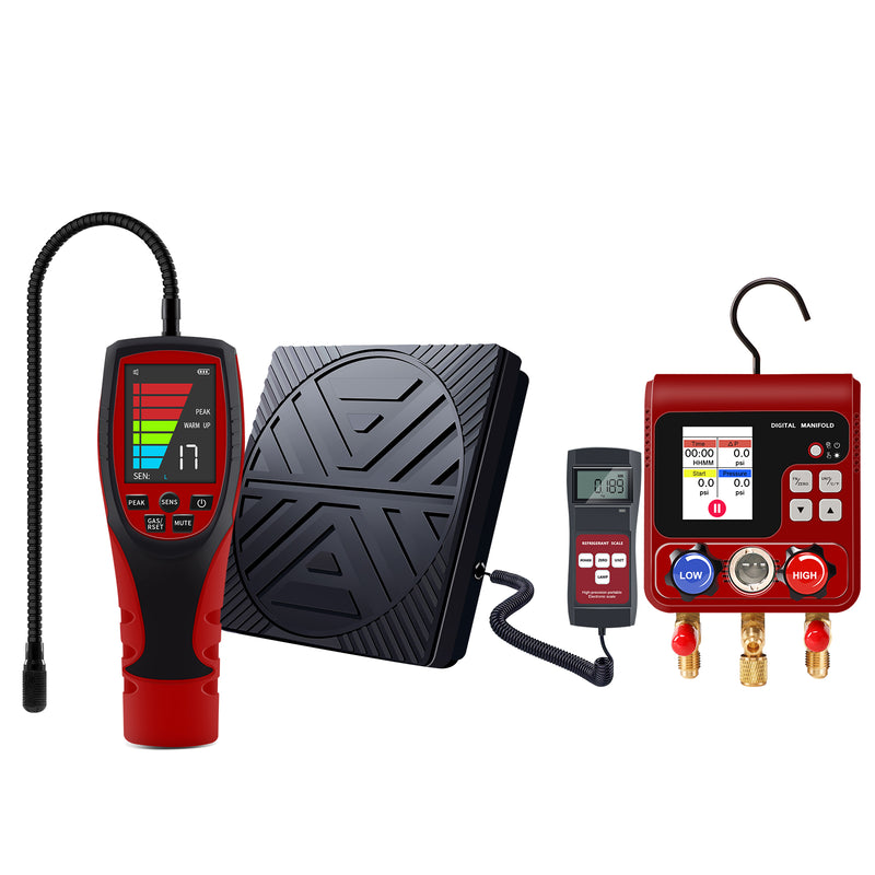 Aprvtio ALD-200 PRO Refrigerant Leak Detector, Digital Manifold Gauge Set, Refrigerant Charging Scale