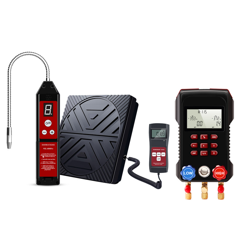 Aprvtio WJL-6000 PRO Freon Leak Detector, Refrigerant Charging Scale, Digital Manifold Gauge Set