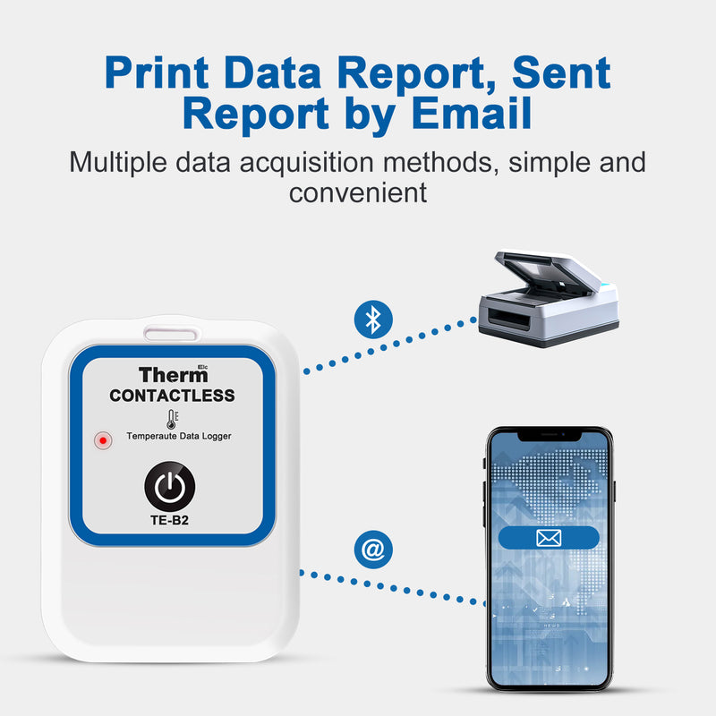 ThermElc TE-B2 10PCS Single Use Data Logger 129600 Points CSV Report