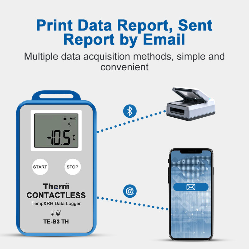 ThermElc TE-B3 TH Wireless Temperature Data Logger with LCD Display