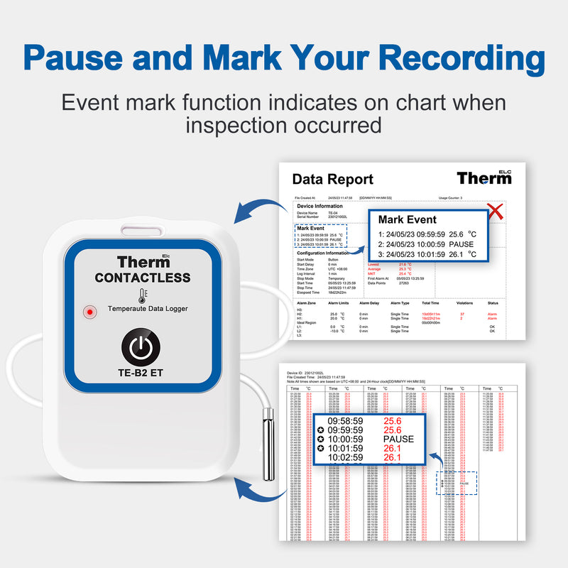 ThermElc TE-B2 ET 10PCS Wireless Temperature Data Logger with External probe