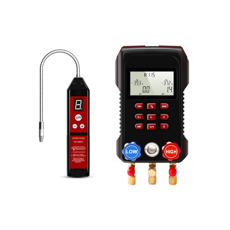 Aprvtio WJL-6000 PRO HVAC Freon Leak Detector and Digital Manifold Gauge Set for AC System