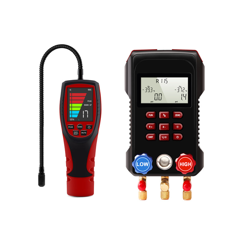 Aprvtio ALD-200 PRO Refrigerant Leak Detector and Digital Manifold Gauge Set for HVAC