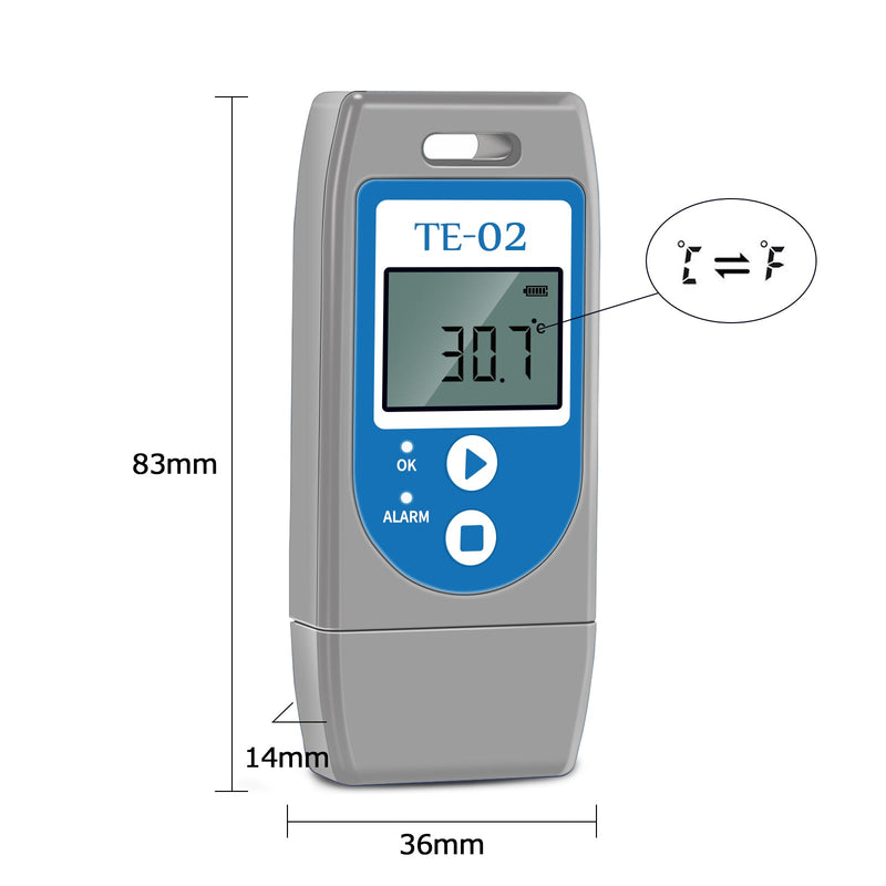 ThermElc TE-02 5PCS Temperatur Datenlogger Wiederverwendbar mit Auto PDF Bericht -30°C ~+60°C