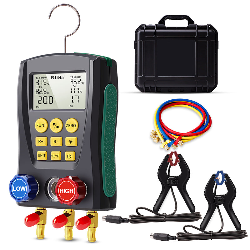 Aprvtio AHTS-200 Professional HVAC Tool Set with Digital Manifold with Horse, Temperature Clamps, Refrigerant Leak Detector, Recovery Machine, Dual Stage 4.5CFM Vacuum Pump, Refrigerant Scale