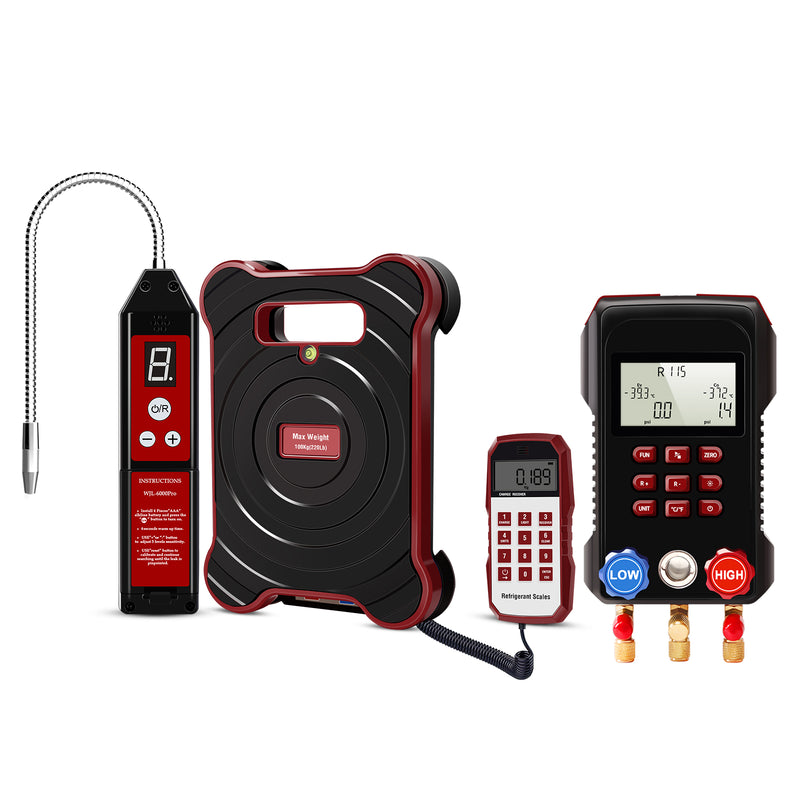 Aprvtio WJL-6000 PRO Freon Leak Detector, Refrigerant Charging Scale, Digital Manifold Gauge Set