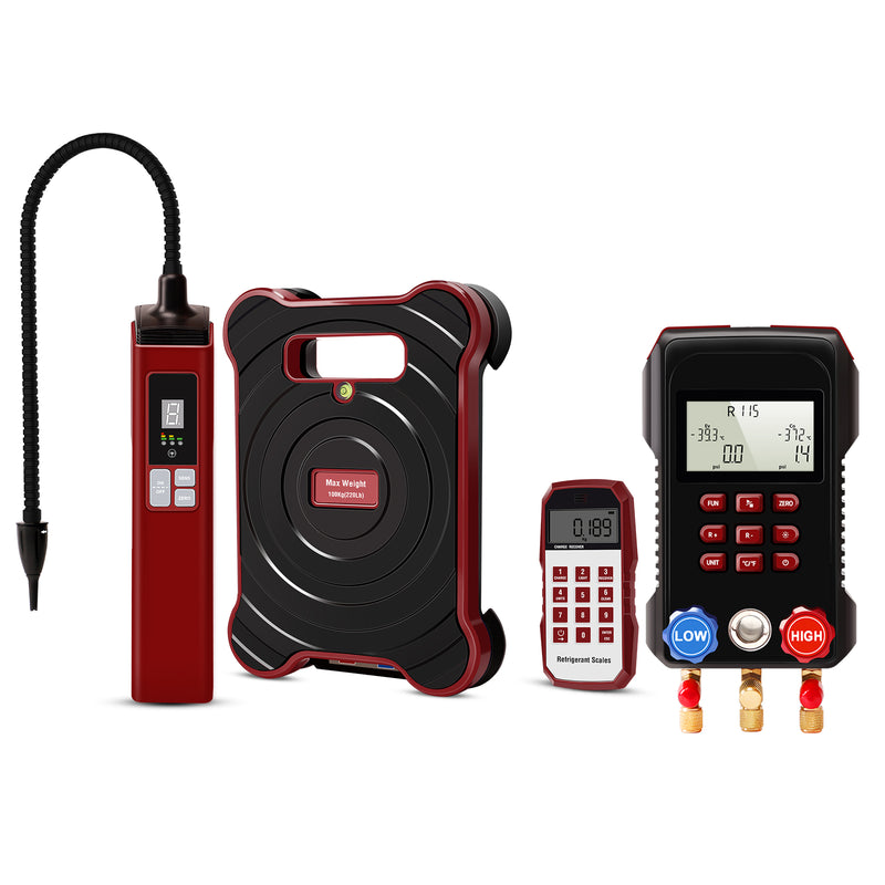 Aprvtio WJL-6000 PRO PLUS Refrigerant Leak Detector, Digital Manifold Gauge Set, Refrigerant Scale