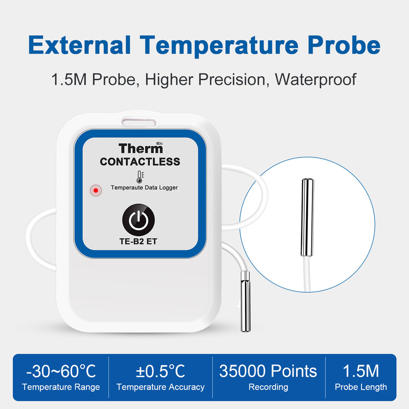 ThermElc TE-B2 ET 10PCS Wireless Temperature Data Logger with External probe