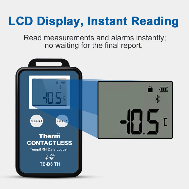 ThermElc TE-B3 TH 10PCS Wireless Temperature Data Logger with LCD Display