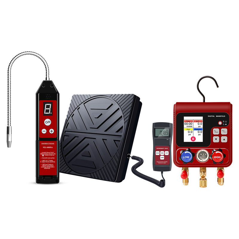 Aprvtio WJL-6000 PRO Freon Leak Detector, Refrigerant Charging Scale, Digital Manifold Gauge Set