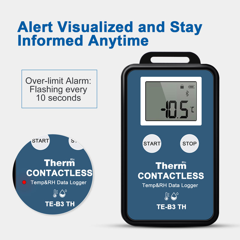 ThermElc TE-B3 TH 10PCS Wireless Temperature Data Logger with LCD Display