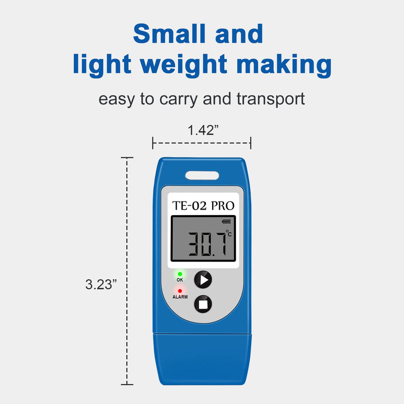 ThermElc  TE-02 PRO Waterproof Temperature Data Logger with PDF&CSV Reports Easy-use