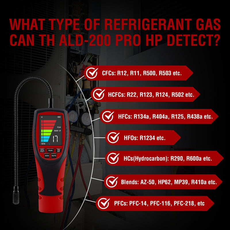 Aprvtio ALD-200 PRO HP Refrigerant Leak Detector for Air Source Heat Pumps