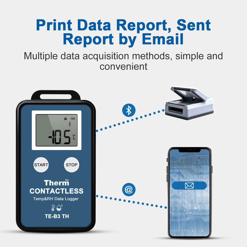 ThermElc TE-B3 TH 10PCS Wireless Temperature Data Logger with LCD Display