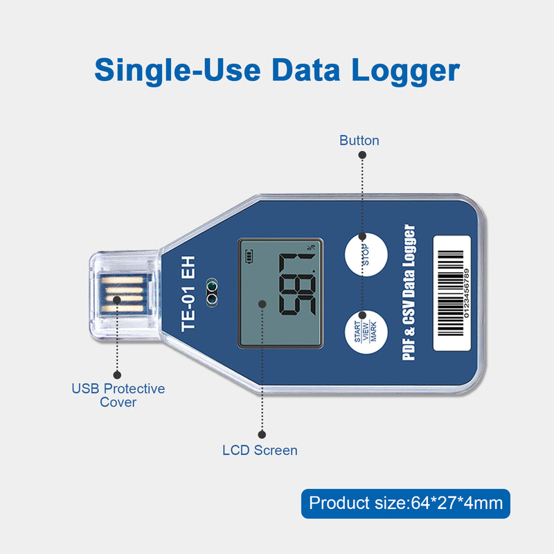 ThermElc TE-01 EH Cold Chain Temperature Humidity Data Logger with LCD Display