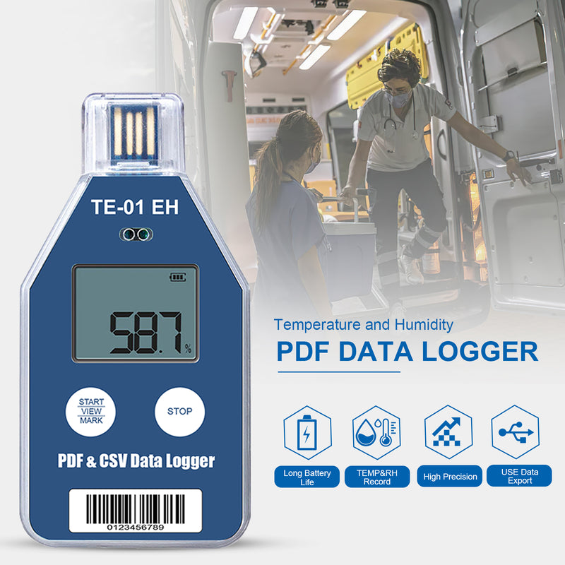 ThermElc TE-01 EH Cold Chain Temperature Humidity Data Logger with LCD Display