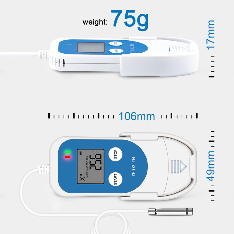 size of te-03 th temperature humidity data logger