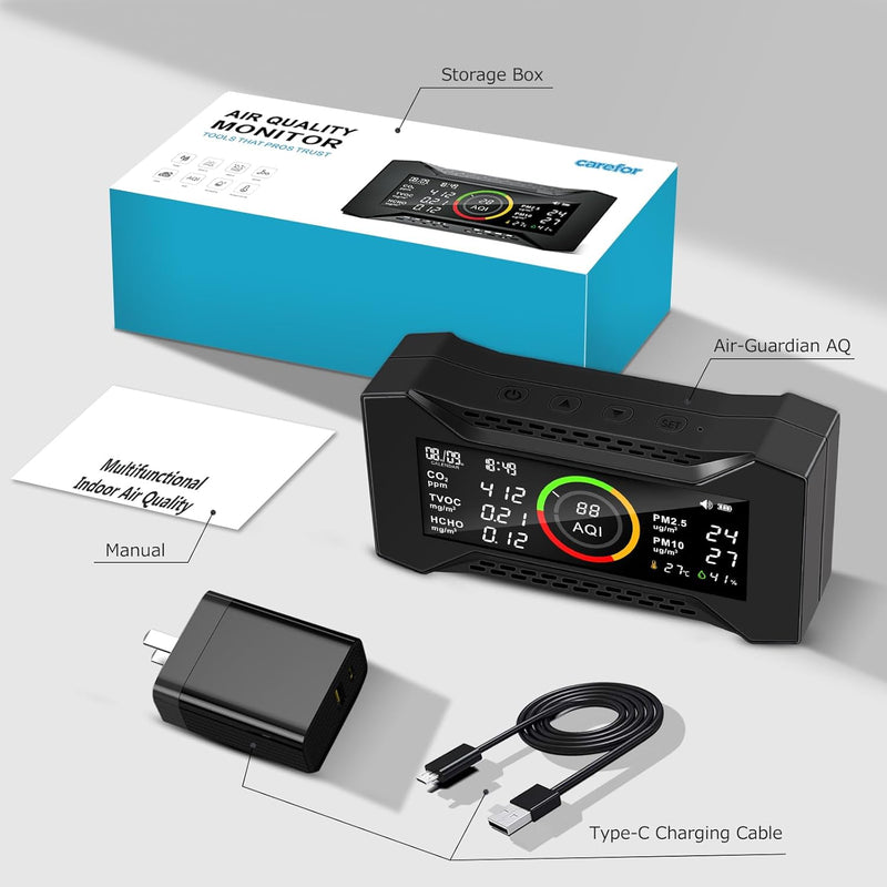 CF-20DL Air Quality Detector for CO2, PM2.5, PM10, TVOC, HCHO, AQI, Temp, Humidity