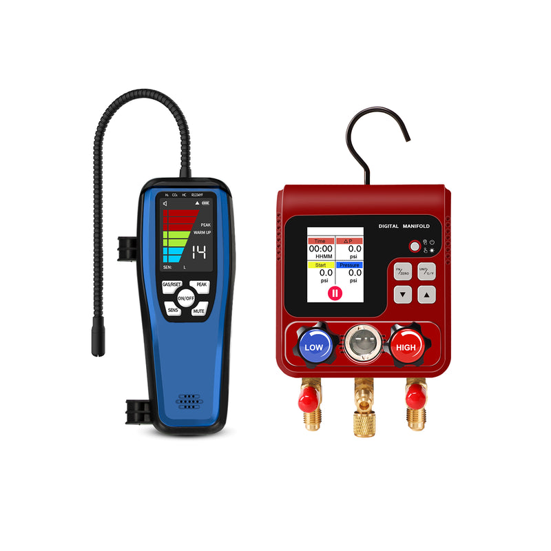 Aprvtio ALD-200 Refrigerant Leak Detector and Digital Manifold Gauge Set for HVAC