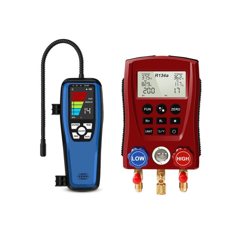 Aprvtio ALD-200 Refrigerant Leak Detector and Digital Manifold Gauge Set for HVAC