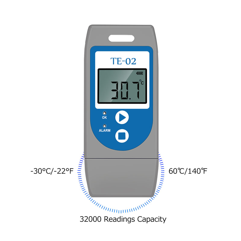 ThermElc TE-02 10PCS Temperature Data logger Reusable with Auto PDF Report -30°C ~+60°C