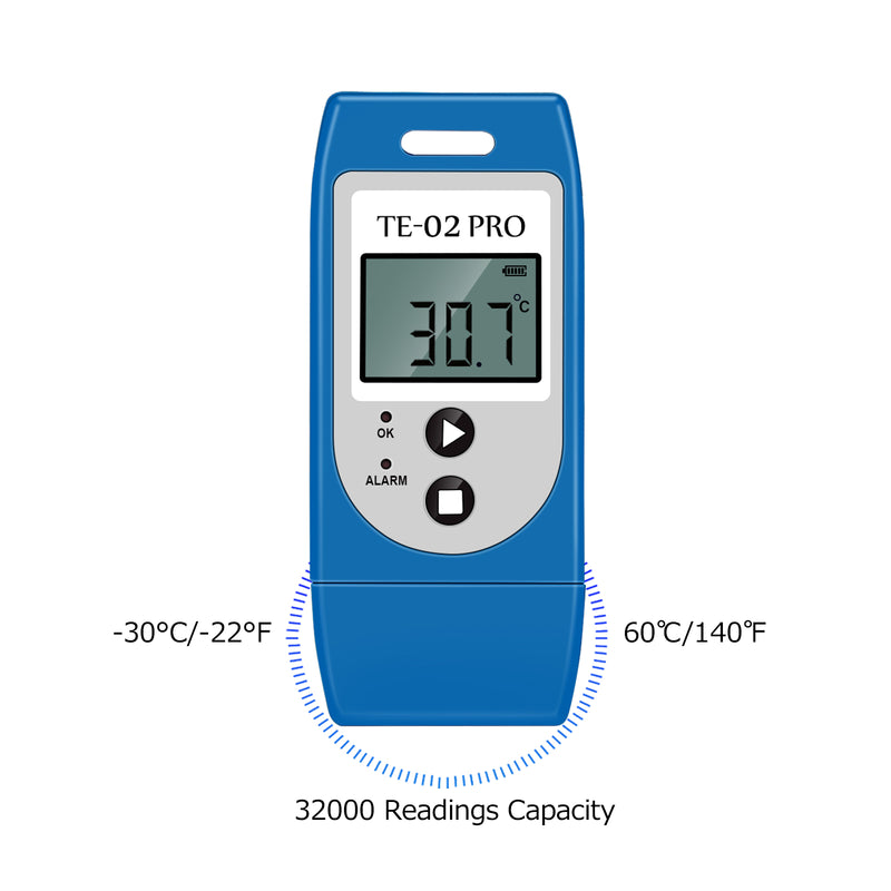 ThermElc TE-02 PRO Waterproof Temperature Data Logger PDF CSV Report Easy-use 10 PCS