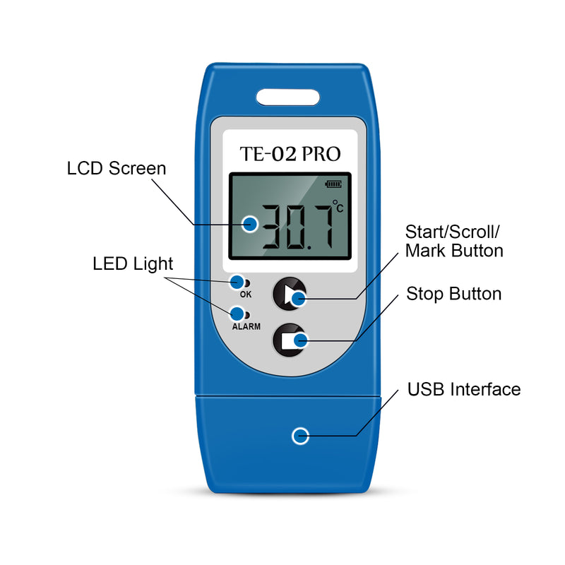 ThermElc TE-02 Pro Low Cost Temperature Data Logger High Accuracy Auto PDF Report (50 packs)